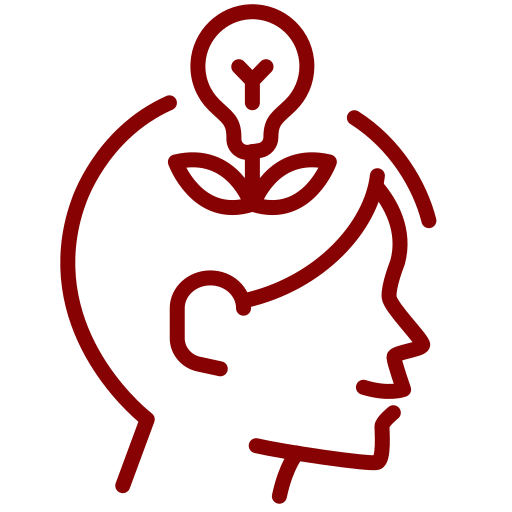 Red outline of a person's head